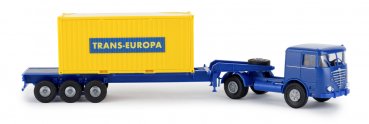 1/87 Brekina Büssing LS 11 FS 20ft Boxcontainer-SZ Trans Europa 79218