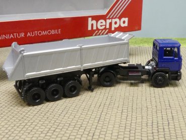 1/87 Herpa MAN F 90 dunkelblau/silber Kipper - Sattelzug 864004