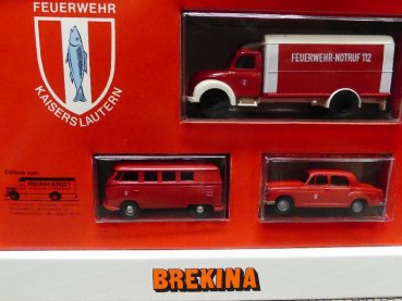 1/87 Brekina SET Feuerwehr Kaiserslautern VW T1 + Magirus + MB 180