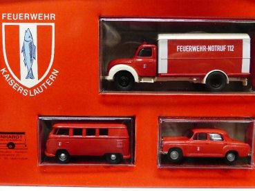 1/87 Brekina SET Feuerwehr Kaiserslautern VW T1 + Magirus + MB 180