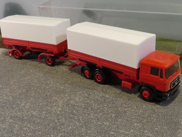 1/87 Herpa MAN F90 rot Wechselpritschen Hängerzug 500013 H