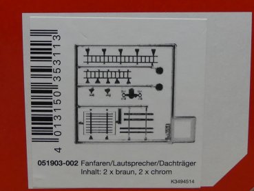 1/87 Herpa Zubehör Dachträger chrom/braun 051903