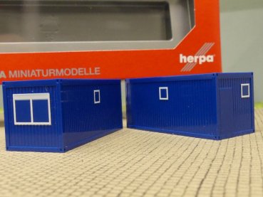 1/87 Herpa Baucontainer 2 Stück blau 053600-003