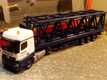 1/87 Herpa MB Actros Bigspace Rungen SZ + Gittermastteilen für Liebherr LR 1600/2 Wasel Krane 303439