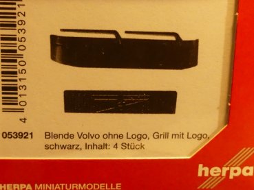 1/87 Herpa Zubehör Blenden Volvo ohne Logo Grill mit Logo schwarz 4 Stück 053921