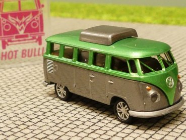 1/87 Brekina # 1852 b VW T1 b Camper grün/silber geschlossenes Hubdach Sondermodell Reinhardt