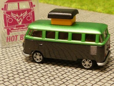 1/87 Brekina # 1852 a VW T1 b Camper grün/grau mit geöffnetem Hubdach Sondermodell Reinhardt