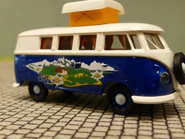 1/87 Brekina # 1279 VW T1 b Camper mit Alpenlandschaft Sondermodell Reinhardt