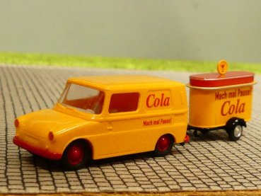 1/87 Brekina VW Fridolin Cola mit Anhänger 25910