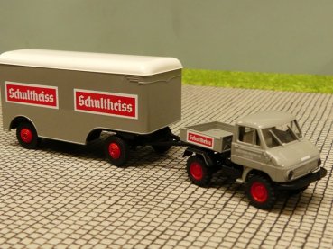 1/87 Brekina Unimog 411 MB mit 2achs Hänger Schultheiss Sondermodell Reinhardt