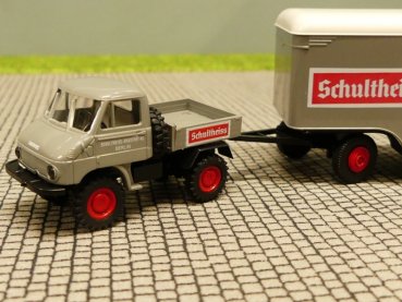 1/87 Brekina Unimog 411 MB mit 2achs Hänger Schultheiss Sondermodell Reinhardt