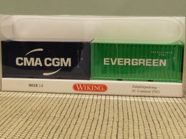 1/87 Wiking CMA CGM + EVERGREEN  20ft Container 0018 14