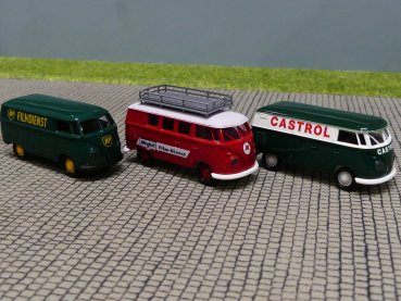 1/87 Brekina # 2070 2071 2072 VW T1Castrol Mobil BP 3er Set 90473