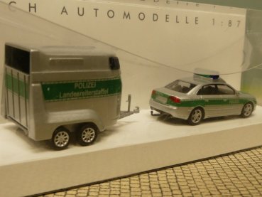 1/87 Busch Audi A4 Polizei + Pferdeanhänger 49223