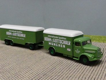 1/87 Brekina MAN F8 Böhm & Gottschalk Koffer Hängerzug 018341