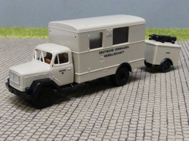 1/87 Brekina Magirus 125 Eckhauber DFKG Koffer mit Anhänger 46015