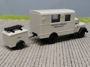 1/87 Brekina Magirus 125 Eckhauber DFKG Koffer mit Anhänger 46015