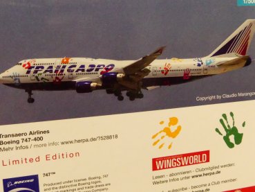 1/500 Herpa Boeing 747-400 Transaero Airlines Flight of Hope 528818