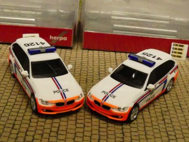 1/87 Herpa BMW 3er Touring 2er Set Police Luxemburg Dachkennung 4125 + 4126