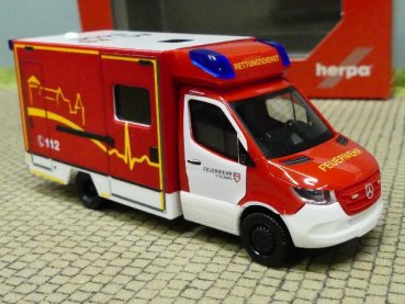 1/87 Herpa MB Sprinter `18 Fahrtec RTW Feuerwehr Stolberg 096416