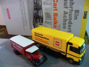 1/87 Wiking Carl Balke Set MB L2500 Möbelwagen + MB Actros Wechselkoffer-LKW DMS