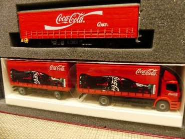 1/87 Lima Wiking Set MB Atego HZ Coca Cola mit Güterwagen LC21026