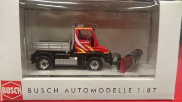 1/87 Busch MB Unimog U430 Feuerwehr mit Schneeschieber 50914