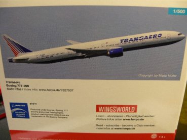 1/500 Herpa Boeing 777-300 Transaero 527507