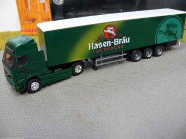 1/87 Albedo Volvo FH 16 Koffer Sattelzug Hasen-Bräu Augsburg 320079