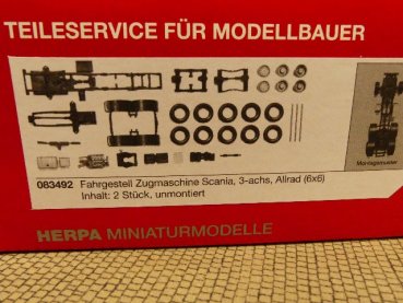 1/87 Herpa Fahrgestell Scania 3-Achs Allrad 6x6 Zugmaschine 2 Stück 083492