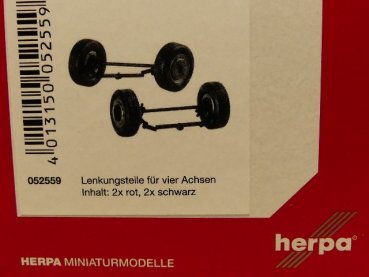 1/87 Herpa Zubehör Lenkungsteile für 4 Achsen 2x rot 2x schwarz 052559