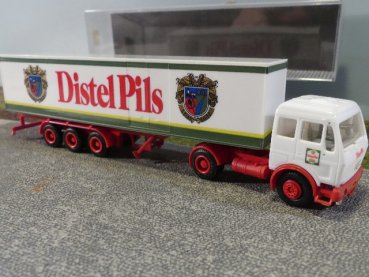 1/87 Herpa Albedo MB NG Distel Pils Koffer Sattelzug #696