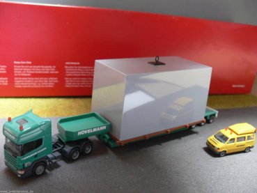 1/87 Herpa Scania Tieflade-Set Hövelmann-Böckenholt m.Begleitfahrzeug 149426