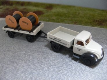 1/87 Brekina Magirus 4500 Mercur ZM DFKG mit Anhänger + Kabeltrommeln 42234