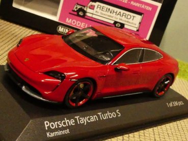 1/43 Minichamps Porsche Taycan Turbo S kaminrot 336pcs. 410 068472