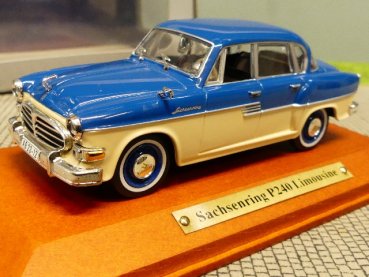 1/43 Atlas DDR Auto Kollektion Sachsenring P 240 Limo blau beige 7130108