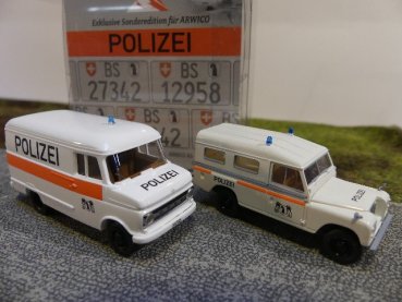 1/87 Brekina Set Polizei Basel Schweiz CH Opel Blitz + Land Rover 99292