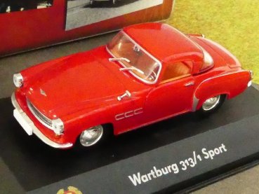 1/43 Atlas DDR Auto Kollektion Wartburg 313/ Sport rot 7230 021