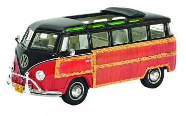 1/43 Schuco Pro.R VW T1 Samba Bus Woody braun/rot 450894300