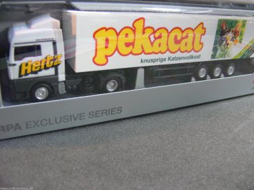 1/87 Herpa MAN TGA Hertz Pekacat Koffer-Sattelzug