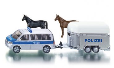 1/55 Siku VW Bus Polizei mit Pferdeanhänger 2310