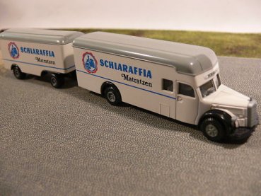 1/87 Brekina MB L 6600 Schlaraffia Matratzen Hängerzug 5511