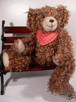 PS 10 Teddy m. Schälchen aus Mohair und mit Wolle gestopft sitzend ca.19cm
