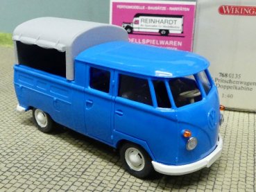 1/40 Wiking VW T1 mit DoKa und 2 Personen blau 768 01