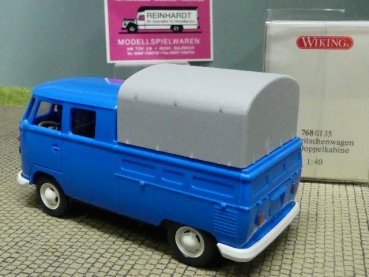 1/40 Wiking VW T1 mit DoKa und 2 Personen blau 768 01