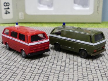 1/87 Roco VW T3 Army Millitär Police Bus + VW T3 Kasten 814