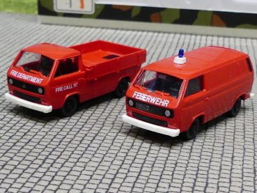 1/87 Roco VW T3 Pritsche + VW T3 Kasten US Feuerwehr 629