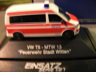 1/87 Rietze VW T5 LR Bus MO MTW 13 Feuerwehr Stadt Witten 52600