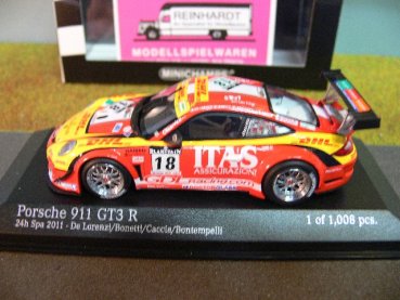 1/43 Minichamps Porsche 911 GT3 R #18 24h Spa 2011 400 118918