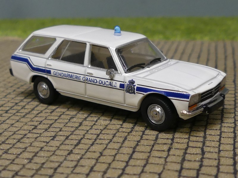 Modellspielwaren Reinhardt - 1/87 PCX 3 x Peugeot 504 Break Gendarmerie /  Police Luxemburg - im SET